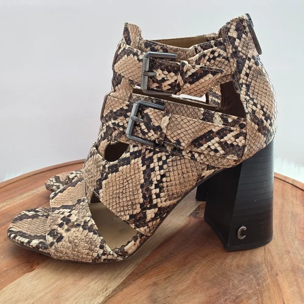 Circus by Sam Edelman Womens Snake Print Strappy Heeled Booties Size 7.5‎